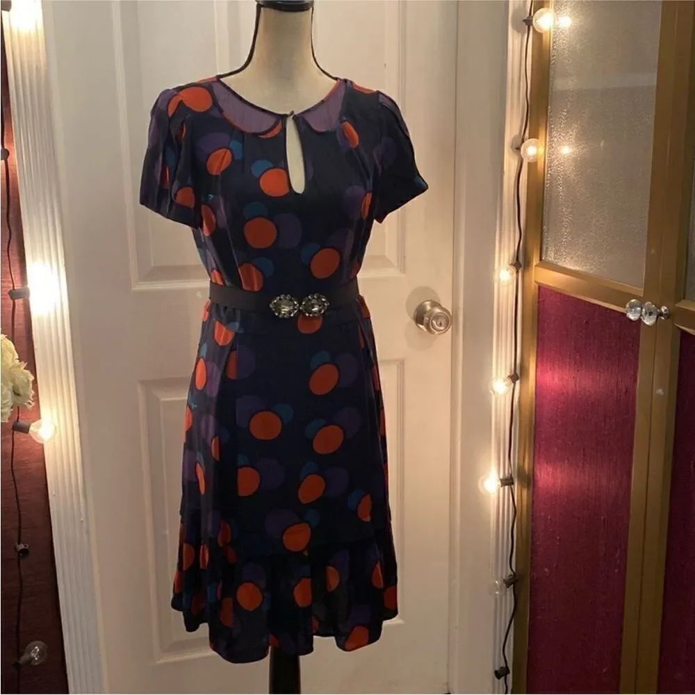 Marc by Marc Jacobs Polka Dot Navy and Orange Dress, US6